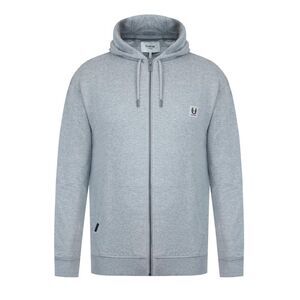 Firetrap Mens Logo Full Zip Hoodie / Grey Marl